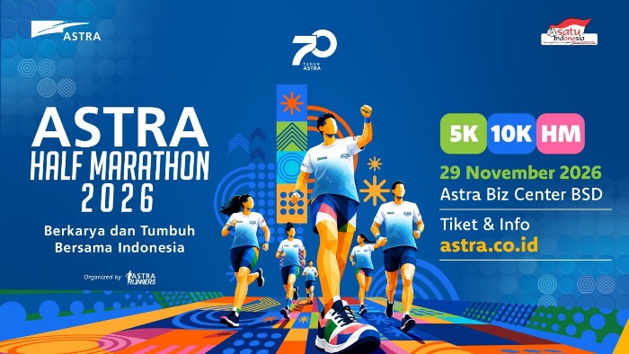 Pendaftaran Astra Half Marathon 2026 resmi dibuka mulai tanggal 15 September 2026 melalui situs Astra: astra.co.id.